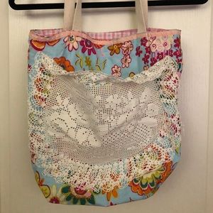 Vintage Floral Tote Bag with pocket